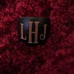 Wooden monogrammed ring